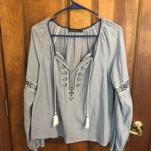 Blue Peasant Blouse